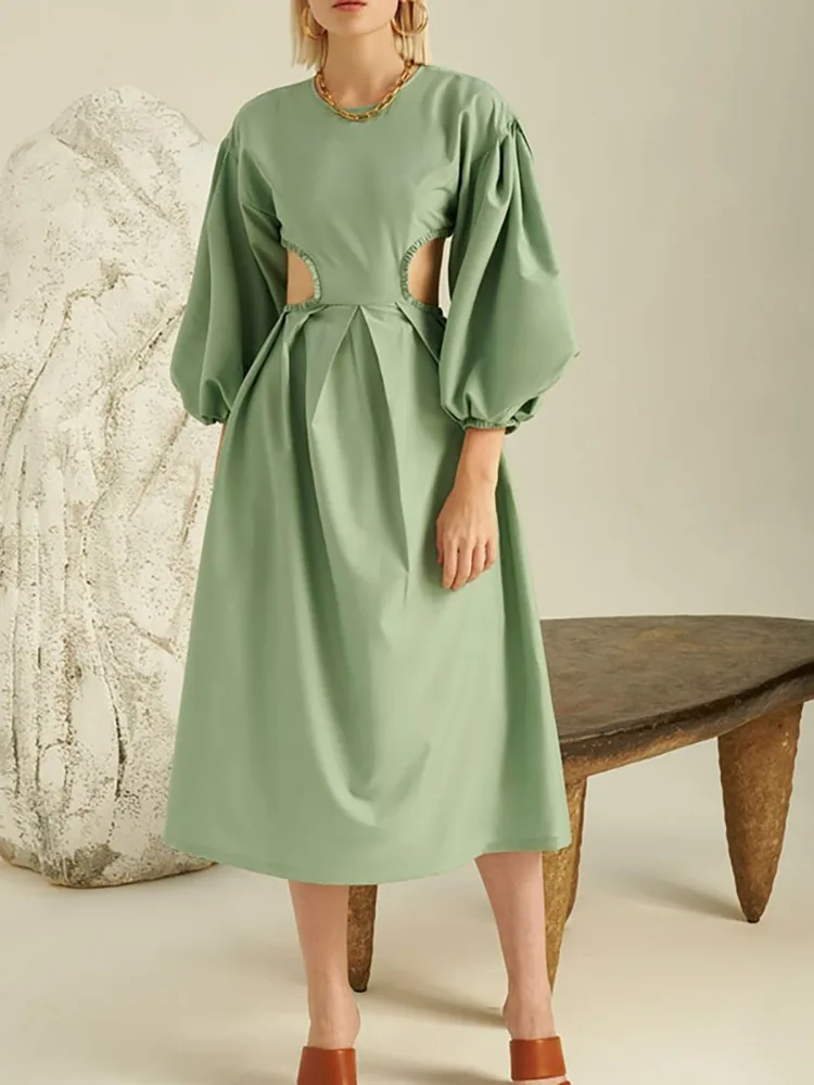 Lady Maxi långärmad elegant linneklänning