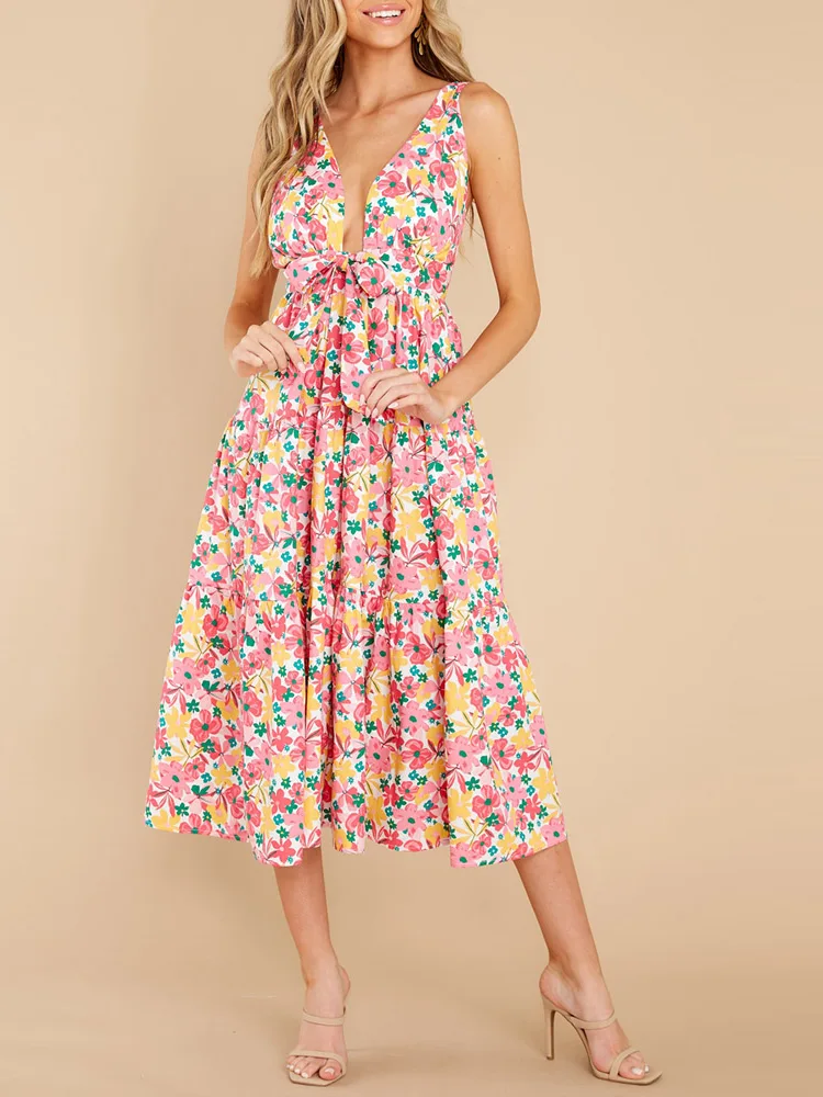 Sommar blommönster Boho Casual Klänningar
